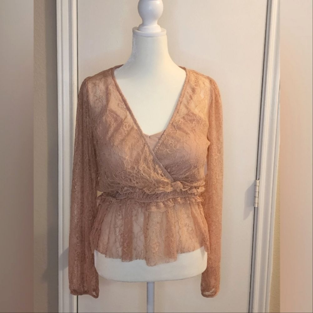 Mesh Peplum Blouse